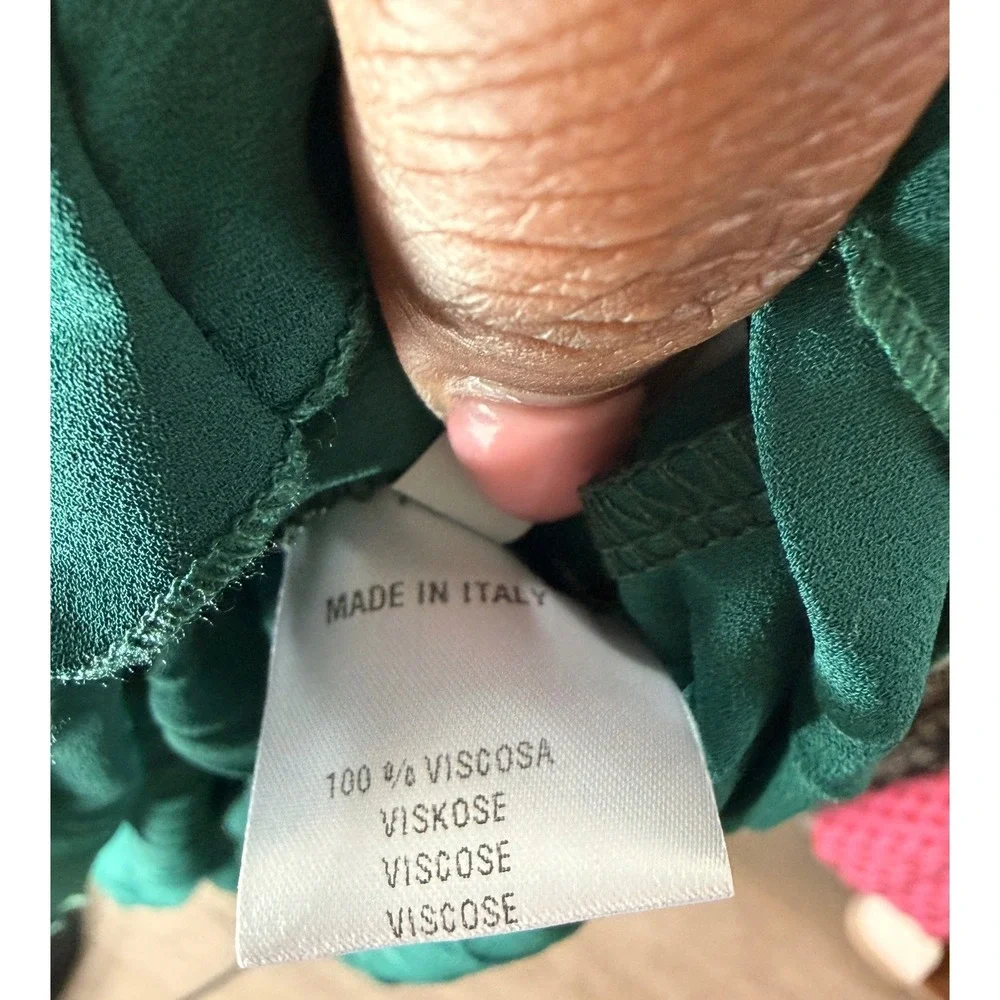 Milva Mi Shirt Dress Green Pleated Long Sleeve Belter Classy Maxi Modest Medium‎